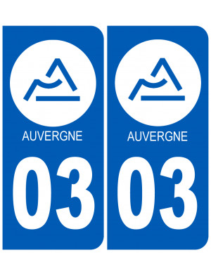 immatriculation 03 Auvergne (2fois 10,2x4,6cm) - Sticker/autocollant