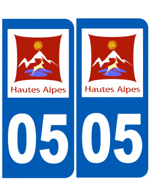 immatriculation 05 Hautes-Alpes (2fois 10,2x4,6cm) - Sticker/autocollant