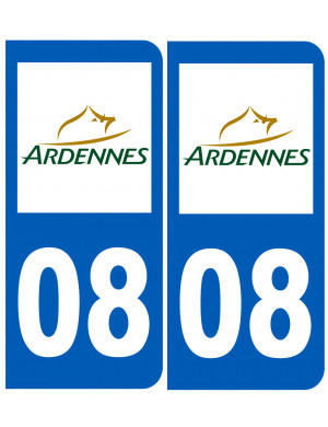 immatriculation 08 Ardennes (2fois 10,2x4,6cm) - Sticker/autocollant