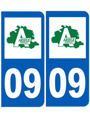 immatriculation 09 Ariège (2fois 10,2x4,6cm) - Sticker/autocollant