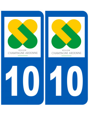 immatriculation 10 Champagne Ardenne (2fois 10,2x4,6cm) - Sticker/autocollant