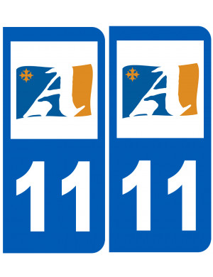 immatriculation 11 Aude (2fois 10,2x4,6cm) - Sticker/autocollant