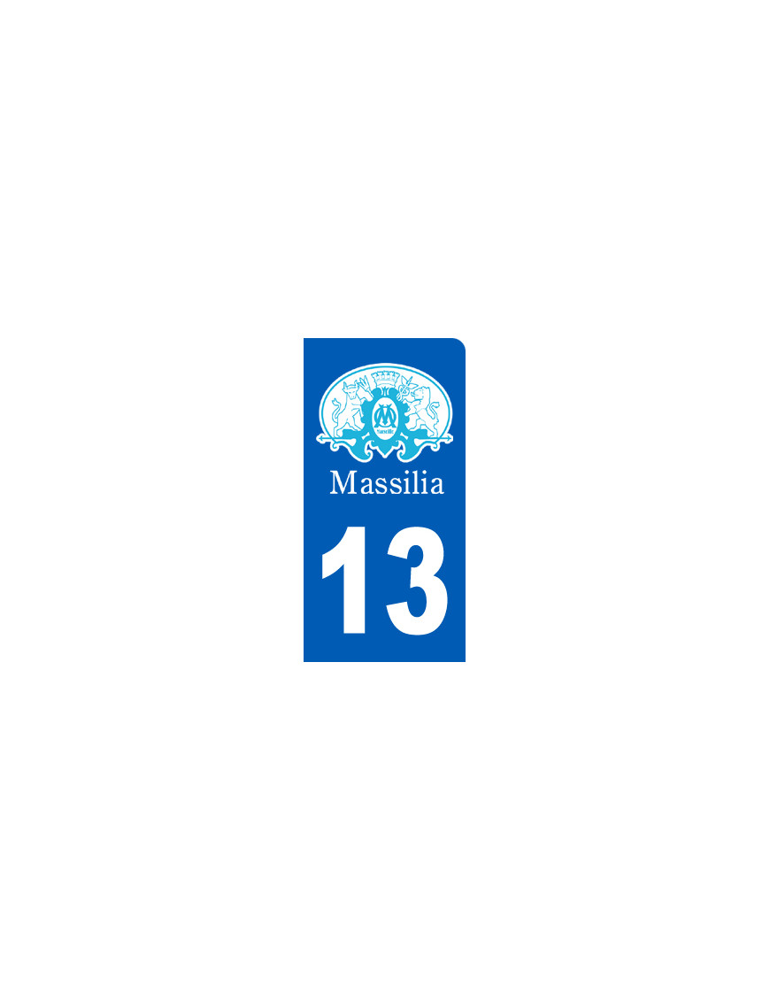 immatriculation motard 13 Marseille (6x3cm) - Sticker/autocollant