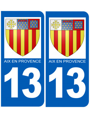 immatriculation 13 Aix-en-Provence (2fois 10,2x4,6cm) - Sticker/autocollant