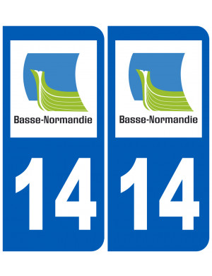 immatriculation 14 Basse Normandie (2fois 10,2x4,6cm) - Sticker/autocollant