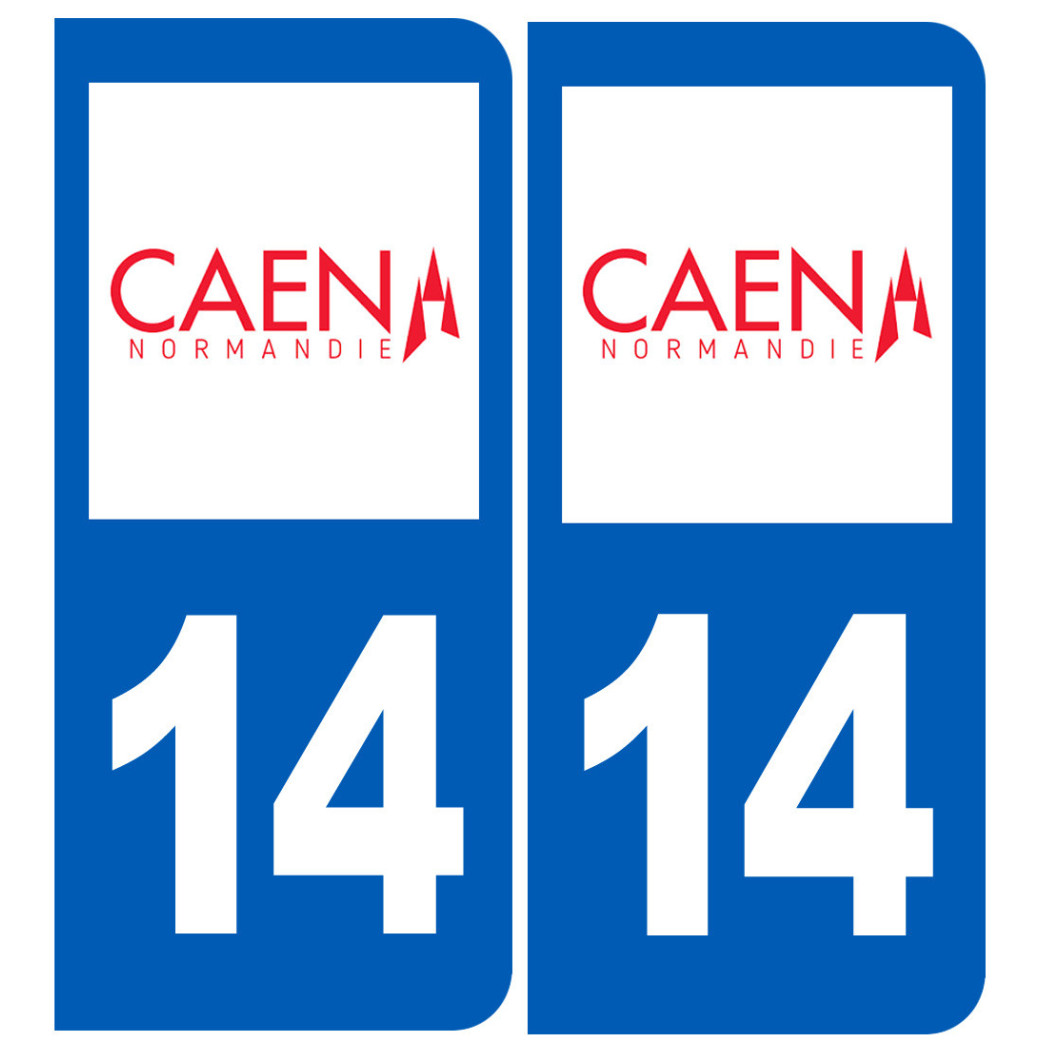 immatriculation 14 Caen (2fois 10,2x4,6cm) - Sticker/autocollant