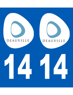 immatriculation 14 DEAUVILLE (2fois 10,2x4,6cm) - Sticker/autocollant