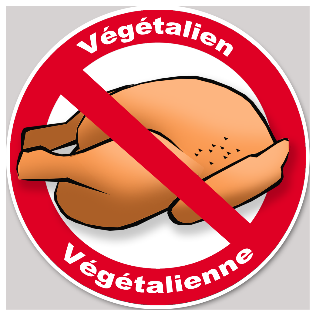 végétalien végétalienne viande interdit - 10cm - Sticker/autocollant