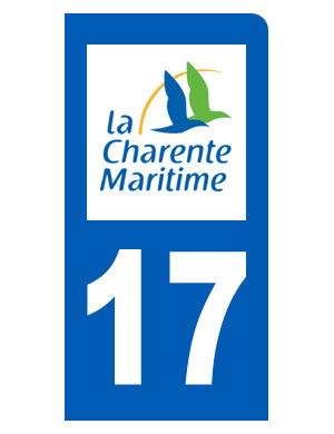 immatriculation motard 17 Charente Maritime (6x3cm) - Sticker/autocollant
