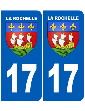 immatriculation La Rochelle 17 (2fois 10,2x4,6cm) - Sticker/autocollant