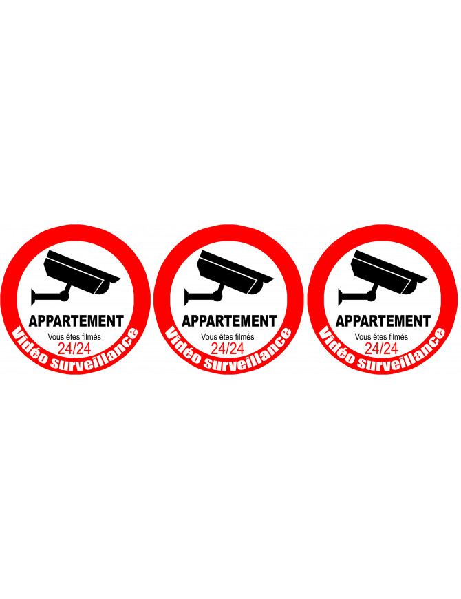 vidéo surveillance appartement - 3fois 5cm - Sticker/autocollant vidéo surveillance appartement - 3fois 5cm - Sticker/autocollant