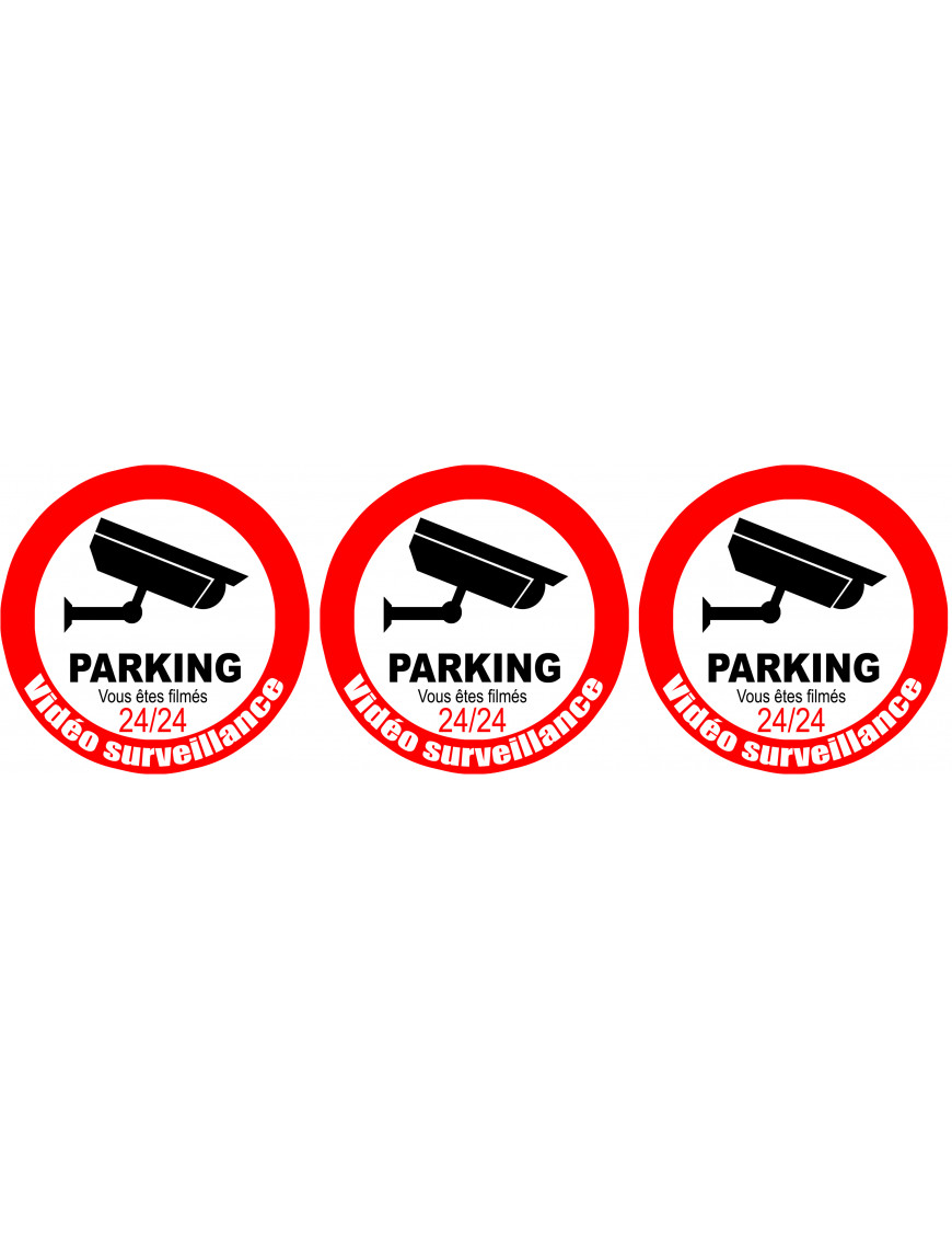 vidéo surveillance Parking - 3fois 5cm - Sticker/autocollant