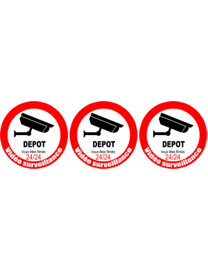 vidéo surveillance DEPOT - 3fois 5cm - Sticker/autocollant