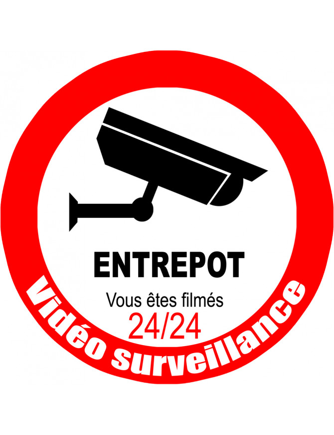 vidéo surveillance ENTREPOT - 20cm - Sticker/autocollant vidéo surveillance ENTREPOT - 20cm - Sticker/autocollant