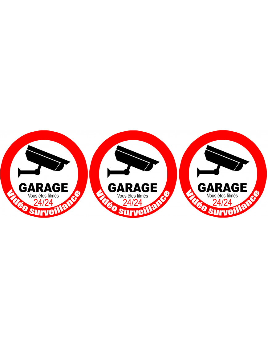 vidéo surveillance Garage - 3fois 5cm - Sticker/autocollant