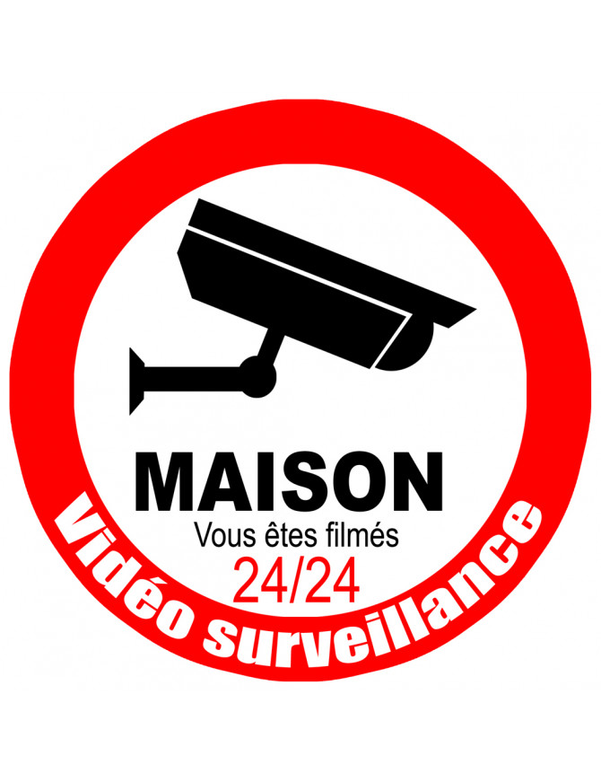 vidéo surveillance Maison - 10cm - Sticker/autocollant vidéo surveillance Maison - 10cm - Sticker/autocollant