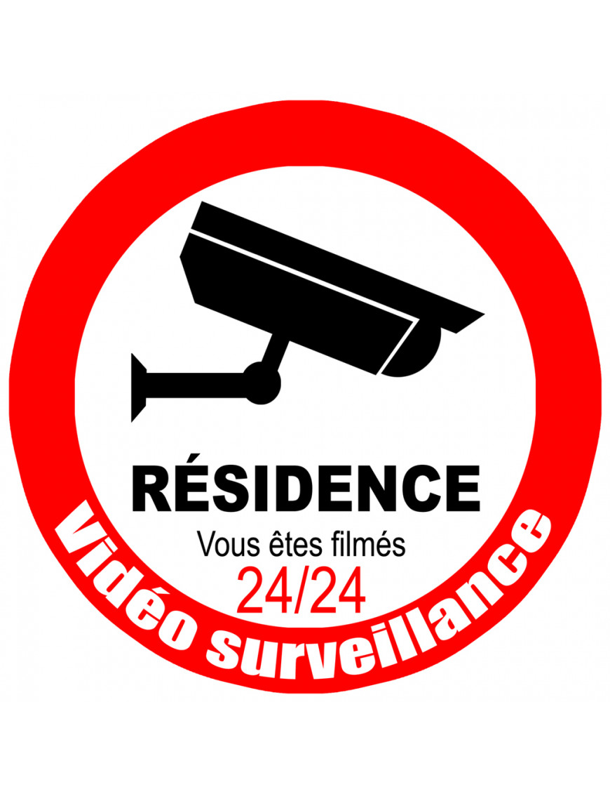 Sticker / autocollant : vidéo surveillance Résidence - 10cm