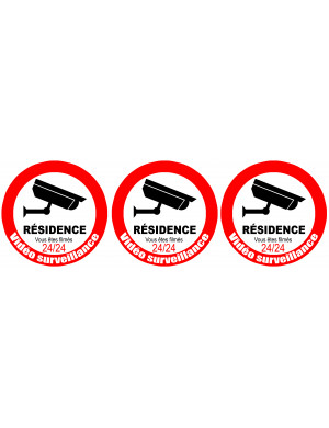 vidéo surveillance Résidence - 3fois 5cm - Sticker/autocollant