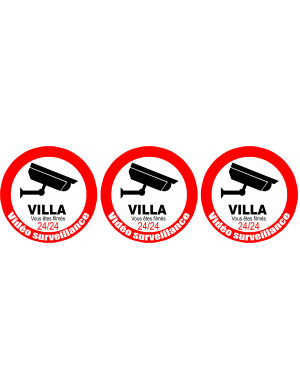 vidéo sécurité Villa - 3fois 5cm - Sticker/autocollant
