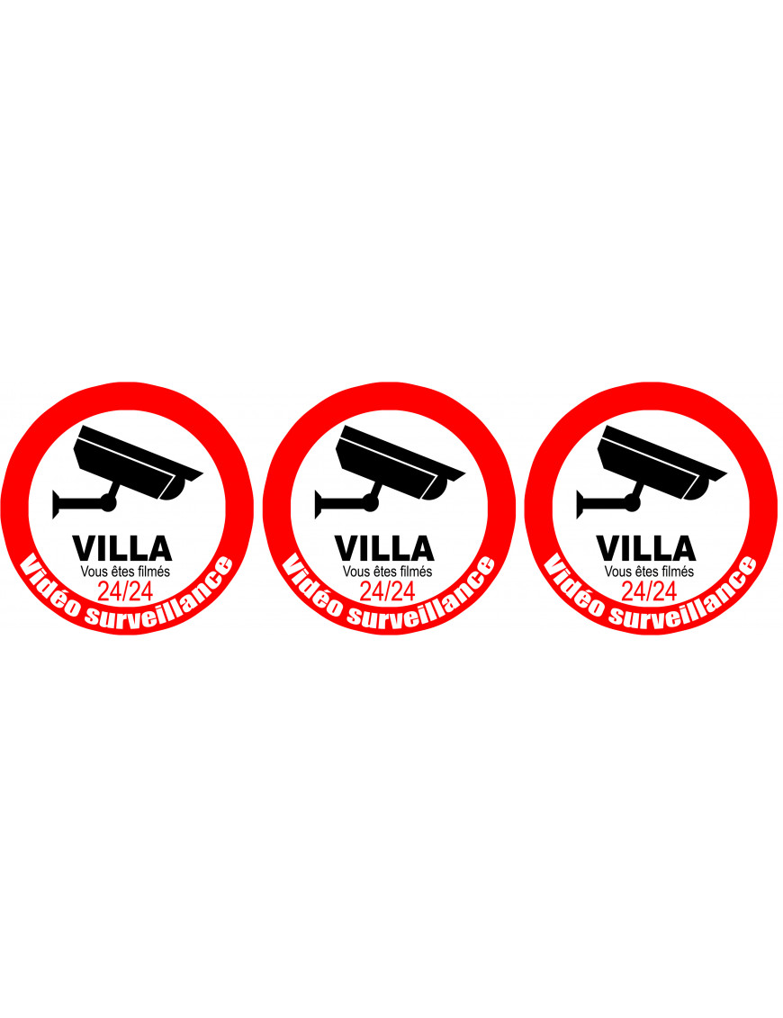 vidéo sécurité Villa - 3fois 5cm - Sticker/autocollant