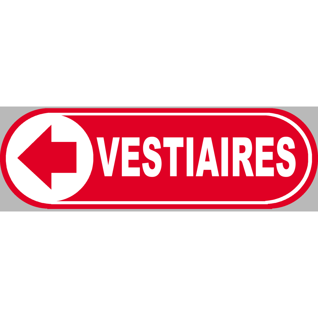 Vestiaires rouge flèche gauche - 20x6.6cm - Sticker/autocollant