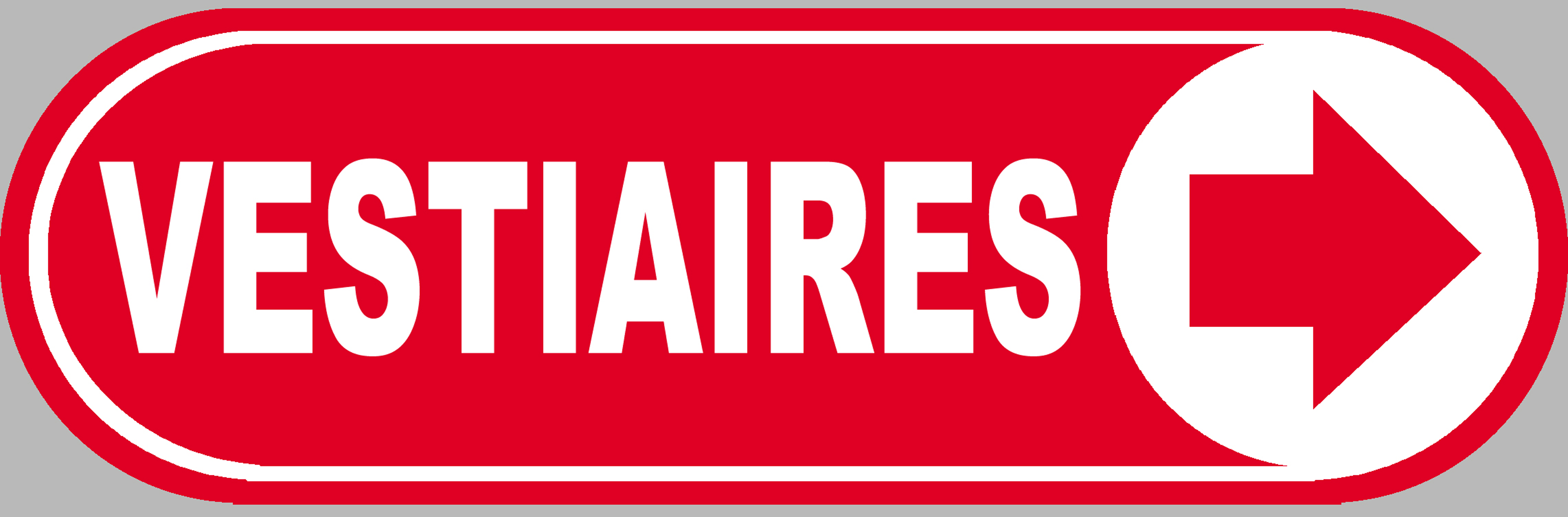 Vestiaires rouge flèche droite - 20x6.6cm - Sticker/autocollant