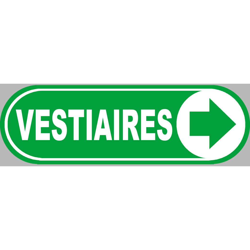 Vestiaires vert flèche droite - 20x6.6cm - Sticker/autocollant