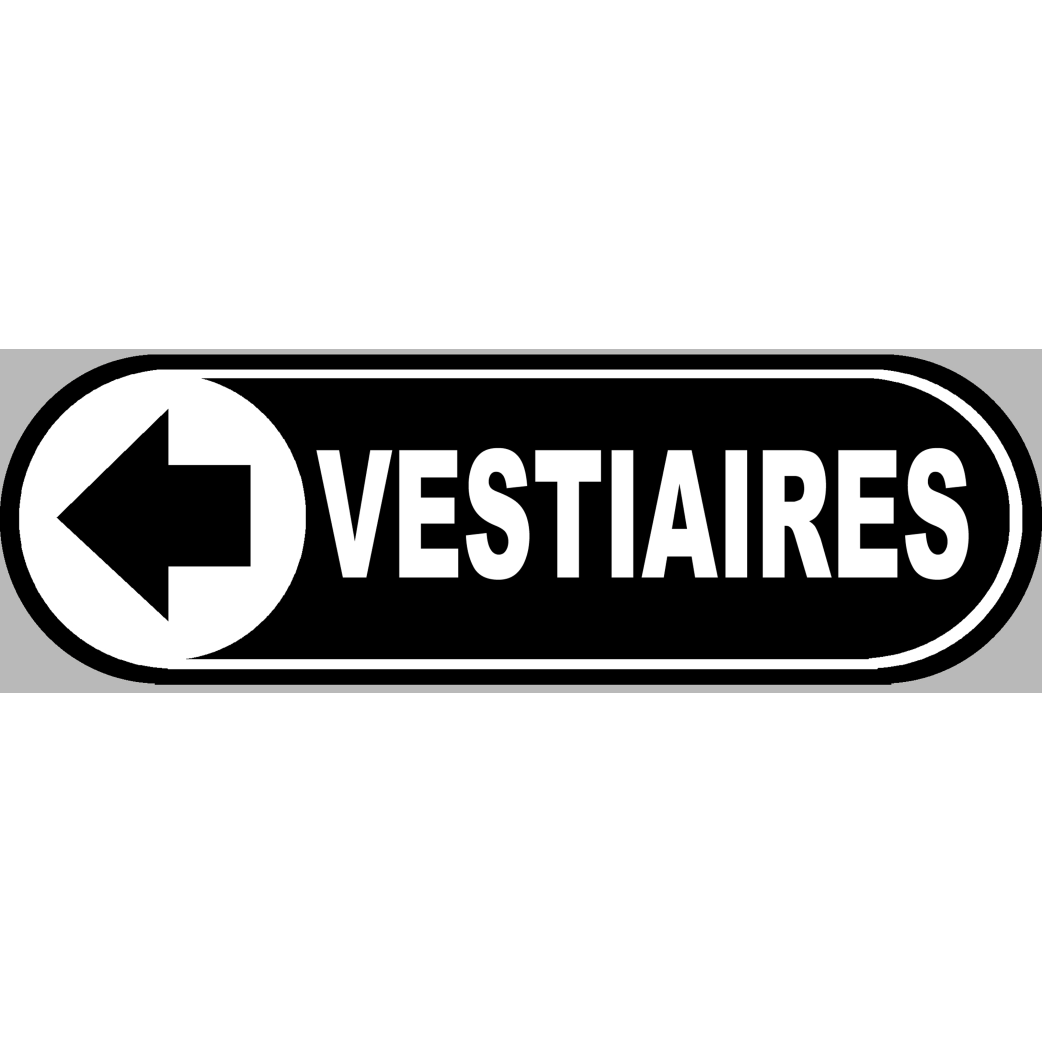 Vestiaires noir flèche gauche - 20x6.6cm - Sticker/autocollant
