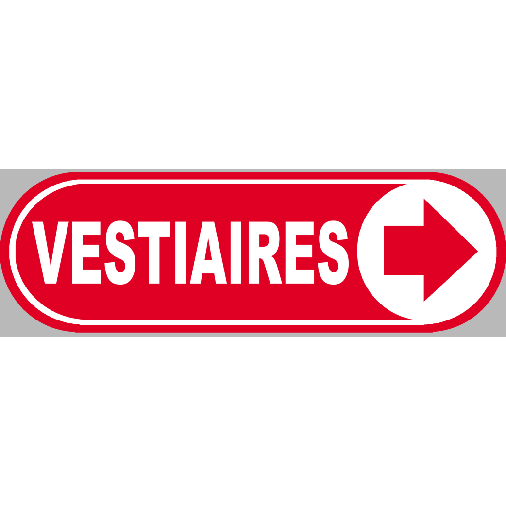 Vestiaires rouge flèche droite - 28x9 cm - Sticker/autocollant
