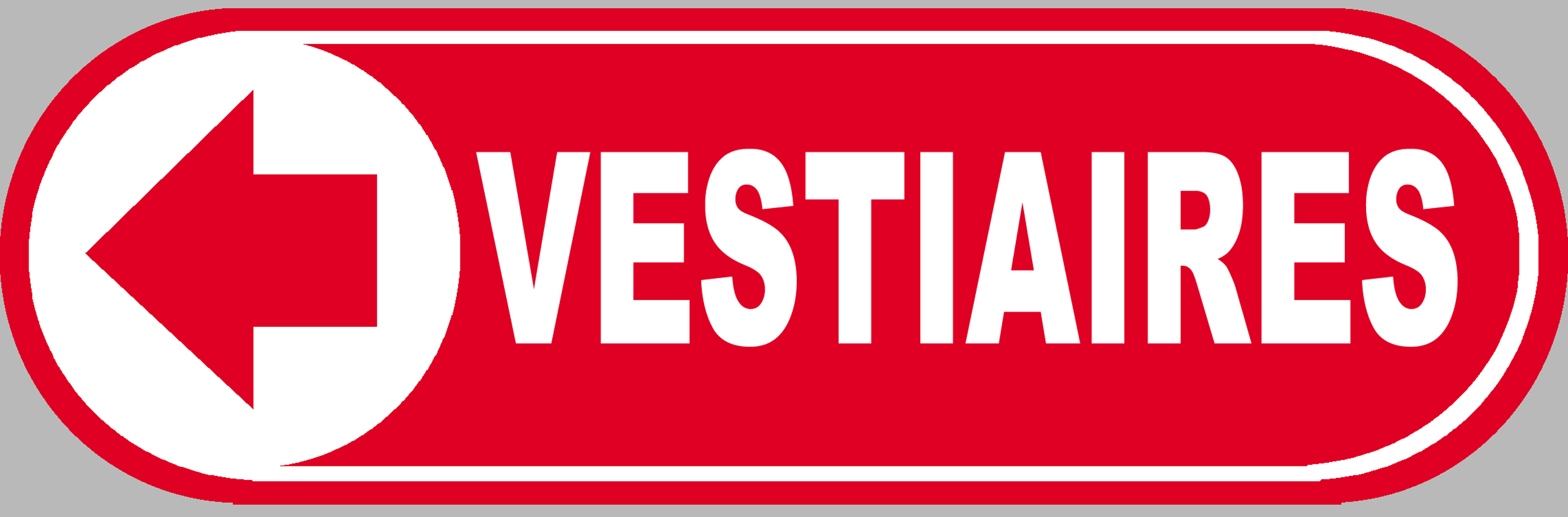 Vestiaires rouge flèche gauche - 28x9 cm - Sticker/autocollant
