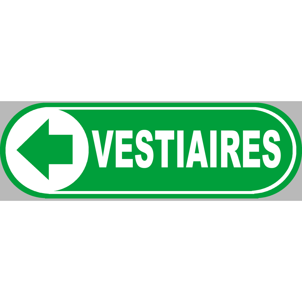 Vestiaires vert flèche gauche - 28x9 cm - Sticker/autocollant