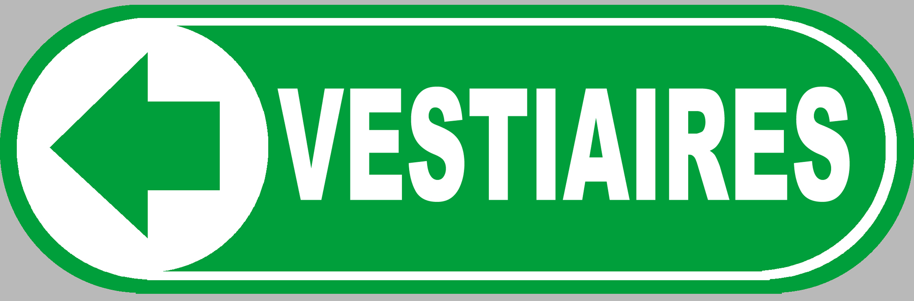 Vestiaires vert flèche gauche - 28x9 cm - Sticker/autocollant