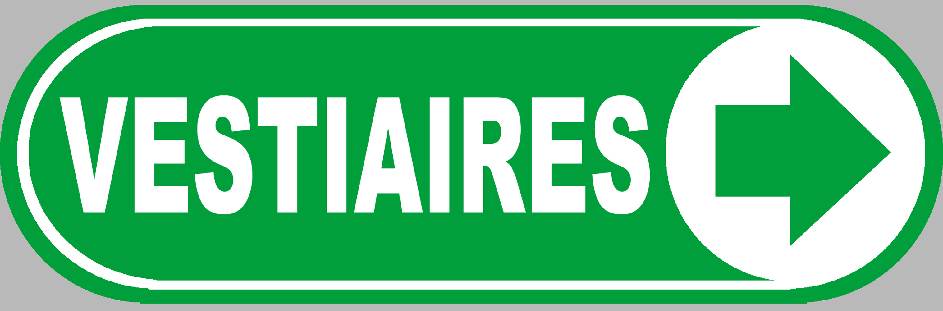 Vestiaires vert flèche droite - 28x9 cm - Sticker/autocollant