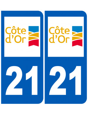 immatriculation 21 Côte-d'Or (2fois 10,2x4,6cm)...