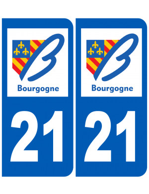 immatriculation 21 Bourgogne (2fois 10,2x4,6cm) - Sticker/autocollant