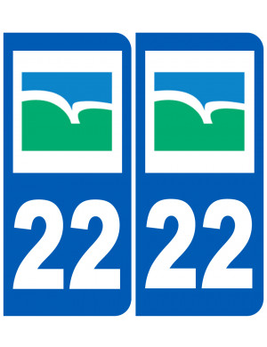 immatriculation 22 Côtes-d'Armor (2fois 10,2x4,6cm) - Sticker/autocollant