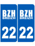 immatriculation 22 BZH - Sticker/autocollant