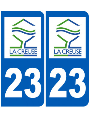immatriculation 23 Creuse (2fois 10,2x4,6cm) - Sticker/autocollant