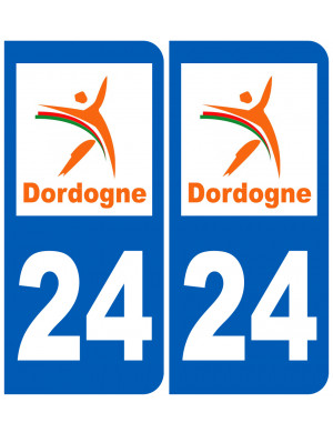 immatriculation 24 Dordogne (2fois 10,2x4,6cm) - Sticker/autocollant