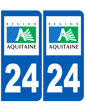 immatriculation 24 Aquitaine (2fois 10,2x4,6cm) - Sticker/autocollant