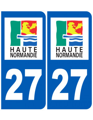 immatriculation 27 Haute Normandie (2fois 10,2x4,6cm) - Sticker/autocollant