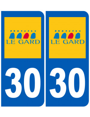 immatriculation 30 Gard (2fois 10,2x4,6cm) - Sticker/autocollant