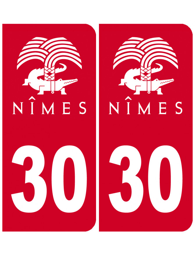 immatriculation 30 Nîmes - Sticker/autocollant immatriculation 30 Nîmes - Sticker/autocollant