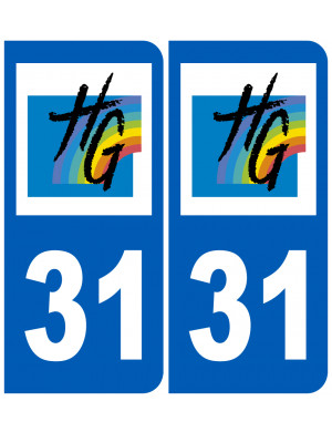 immatriculation 31 Haute-Garonne (2fois 10,2x4,6cm) - Sticker/autocollant