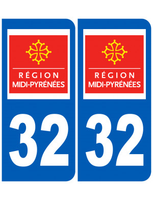 immatriculation 32 Midi-Pyrénées - Sticker/autocollant