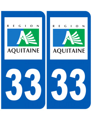immatriculation 33 Aquitaine (2fois 10,2x4,6cm) - Sticker/autocollant