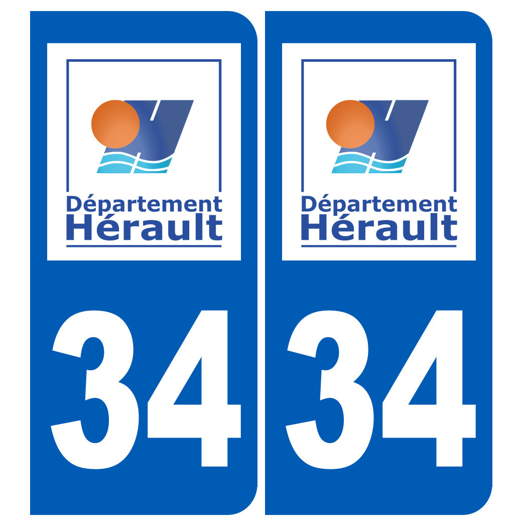 immatriculation 34 Hérault - Sticker/autocollant