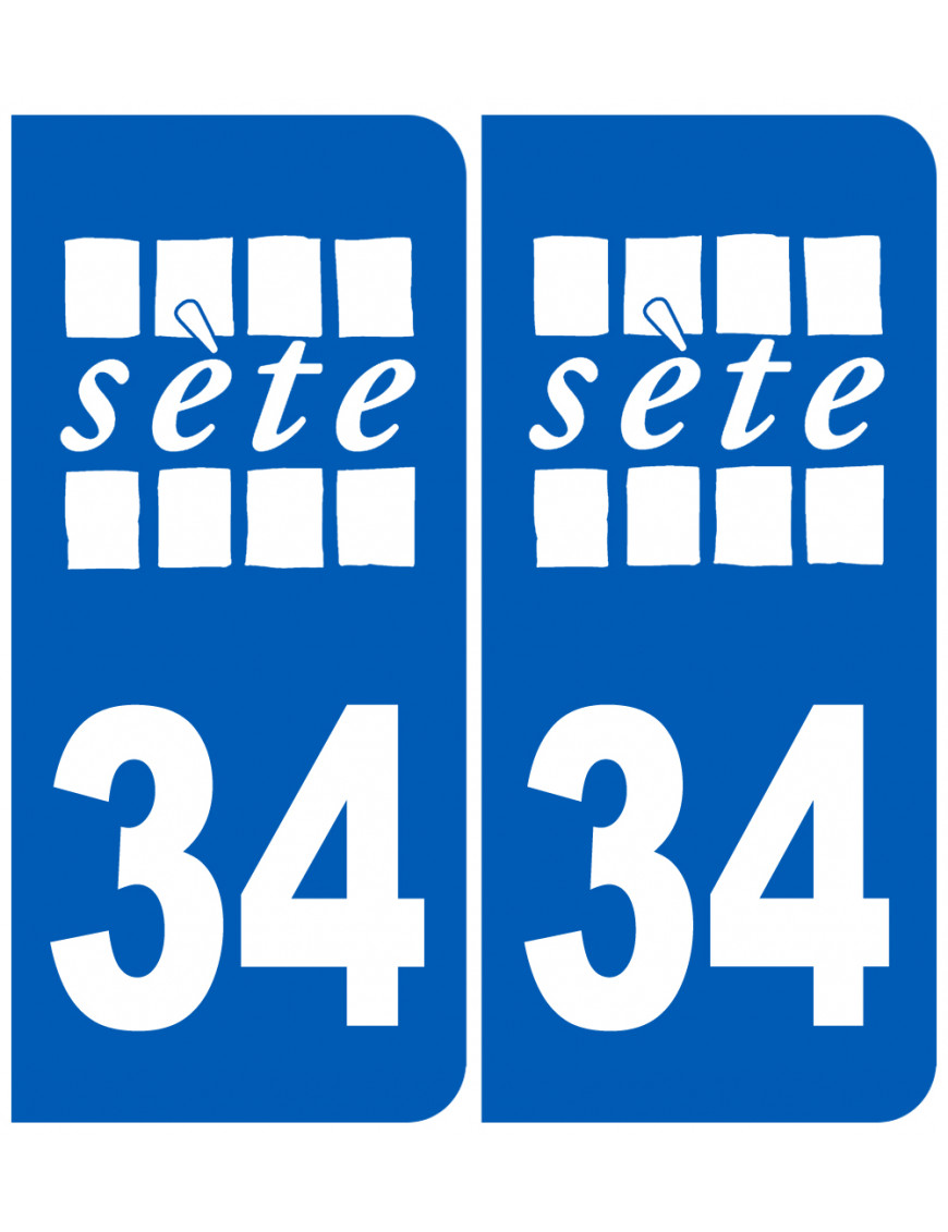immatriculation 34 Sète blanc - Sticker/autocollant