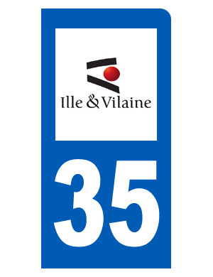 immatriculation motard 35 Ille-et-Vilaine (6x3cm) - Sticker/autocollant