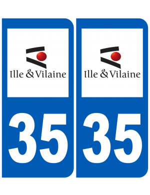 immatriculation 35 Ille-et-Vilaine (2fois 10,2x4,6cm) - Sticker/autocollant